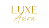 Gold 'LUXE Aura' text on a white background